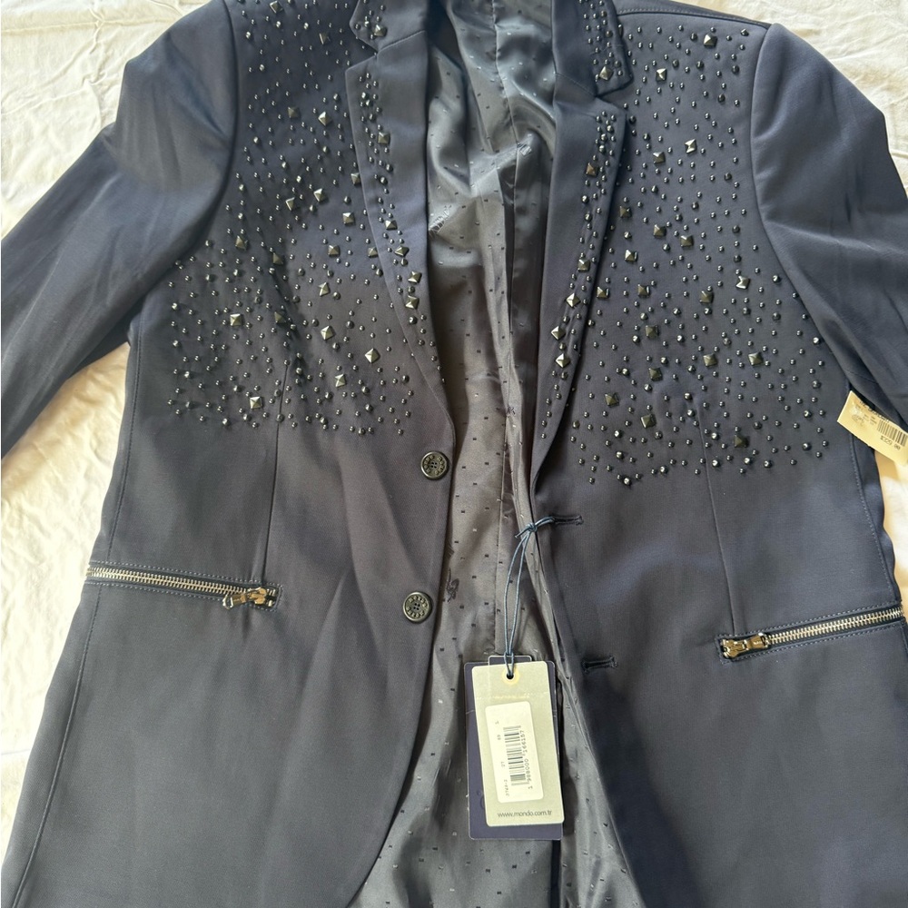 MONDO Exclusive Studded Navy Blazer – New w/ Tags – Size L – MSRP $329